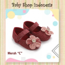 large S1004 Sepatu Bayi Perempuan Sepatu Prewalker Import Bayi Perempuan Checkered Flower Merah